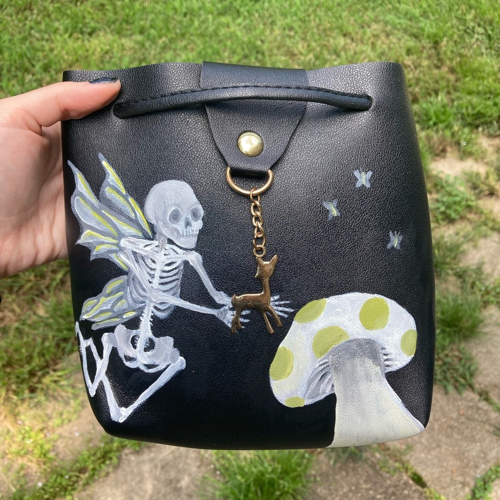 Skeleton Fairy Mushroom Crossbody Purse
